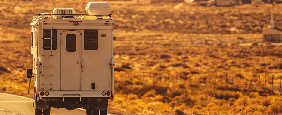 Photo of an RV in the desert