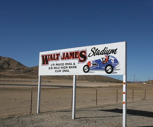 Photo of the Walt James Stadium sign.